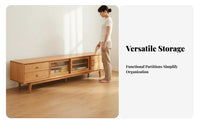 Minimalist Design Solid Wood TV Cabinet Long-Lasting Cherry Wood Media Console Multi-Use TV Stand Cabinet Large Storage for Apartment Dwellers, Homeowners, Families, Den, Bedroom, Home Office