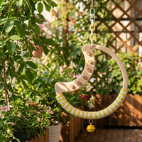 Hoop Climbing Toy with Bell, Bird Standing Frame and Bird Cage Accessory for Parrot Enrichment, Small Size Parakeets and Cockatiels