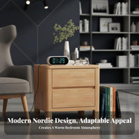 2-Drawer Nightstand with Lock Nordic aesthetic Bedside Table Modern Design for Home