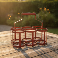Beer Carrier Metal 6 Cup Drink Holder with Handle 6 Bottle Rack for Hosts