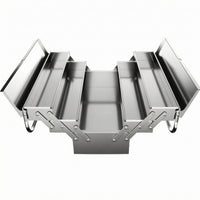 Three-Layer Tool Box Silver Finish Stainless Steel Tool Box Rust Resistant