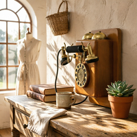Wall-Attached Antique Phone Photo Prop Retro Telephone Decor for Shop Window