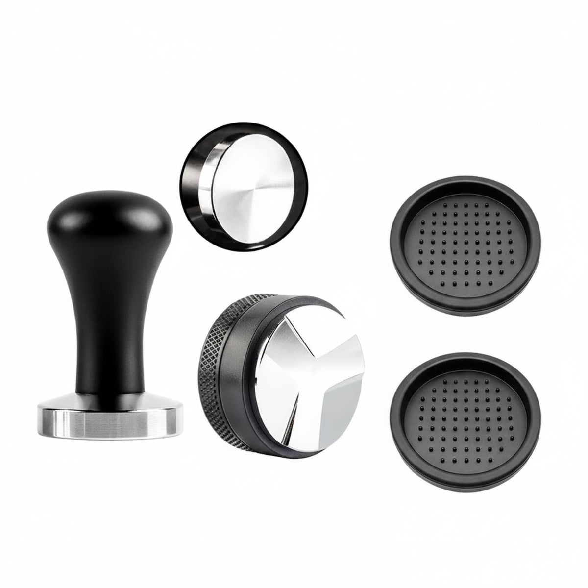 4 Pieces Smooth Handle 58 Mm Tamper Metal Base Tamper and Distributor Kit