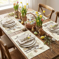 Carrots Rabbits Bunny Happy Easter Set of 4 Placemats, Easter Placemat Washable Reusable Bunny Table Mat for Party Hosts, Homeowners, Kitchen, Parties