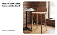Saddle Seat High Stool Nordic Aesthetic Bar Chair Wear-Resistant for Cafe Owners