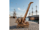 High Difficulty Wooden Crane Model Kit Mechanical Action Ancient Crane 3D Assembly Kit Stress Relief Toy Historical Machine Assembly Kit Educational Gift for Adults