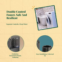 Washing Machine Double Outlet Faucet, Automatic Shut-closed Valve, Rust-Resistant Brass, Easy Installation for Bathroom, Kitchen, and Laundry