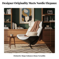 Geometric Rotating Armchair Nordic Design Rotating Chair with Footstool Sculptural Form Includes Ottoman for Homeowners