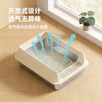 不锈钢猫砂盆加高围栏防外溅大号开放式猫厕所防带砂易洗猫咪便盆