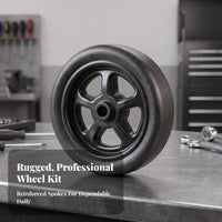 Replacement Trailer Caster Wheel | Ribbed Spoke-Style Construction, Smooth Outer surface, Trailer caster wheel with Bushing, for Workshop