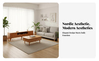 Solid Wood TV Cabinet Construction Nordic Design Media Cabinet Ample Storage Wooden TV Console with Legs for Bedroom