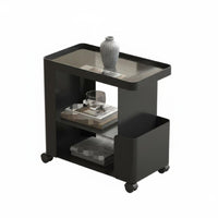 C-Shaped Rolling Table Modern aesthetic Nightstand 2-Tier Storage for Remote Workers