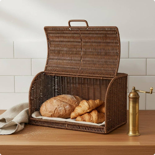 Braided Organizer Basket Braided Exterior Lidded Storage Basket Open Compartment Household Organizer