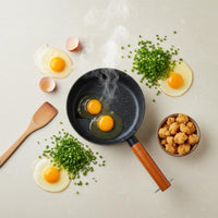 Maifan Stone Cooking Pot Even Heat Distribution Non-Stick Battered Fryer Small Fryer Pot with Drainer Rack Spatter-Resistant Lid