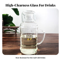 Heat Resistant Retro Glass Water Jug Large Capacity Glass Pitcher with Tumbler Lid Safe Material for Guests, Hosts, Bedroom, Office