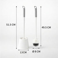 Wall Mounted Toilet Brush Set with Holder No Drill, Accessories Long Handle Deep Cleaning for Homeowner, Curved Scrubber with Base