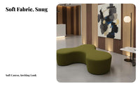 Curvy Configurable Sofa Rounded Outline Reconfigurable Loveseat and Ottoman Geometric Shape High-Resilience Foam for Homeowners