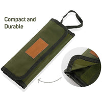 Outdoor Camping Utensil Storage Bag Large Capacity Canvas Hanging Bag Stainless Steel Cutlery Roll