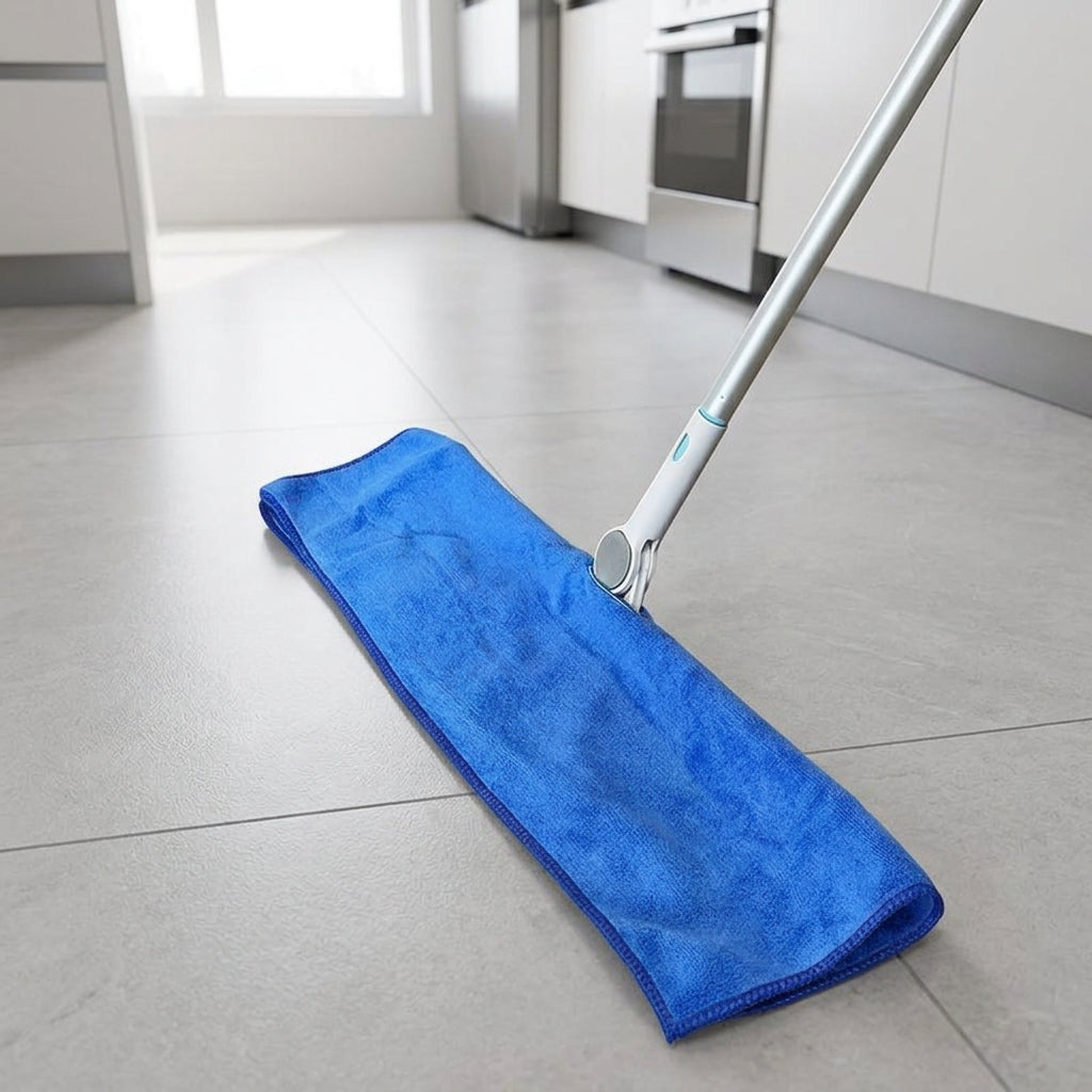 Perforated Versatile Mop Head and Quick-clean Mop Refill Pads, Non-Shedding Mop Cloth for Glass, Wood Fiber Microfiber Blend, Blue 400g