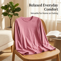 Womens Tops Long Sleeve T Shirts for in Loose Fit, Ladies Made from 95% Material for Ventilated Comfort, Pullover for Everyday Wear
