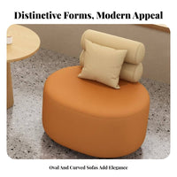 Upholstered Loveseat with Rear Rest Pillow Rear Comfortable Upholstery Cafe Booth Modern Aesthetic Rounded Edges