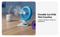 Quiet Operation Attach-on Misting Fan Adjustable Speeds Portable Misting Fan 360-Degree Rotation for Travelers, Bedside, Camping, Stroller
