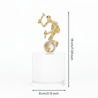 Crystal Ornament with Gold Figure Contemporary Crystal Ornament Abstract Statue for Art Collectors, Office, Entryway, Hotel Reception Area