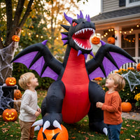Outdoor Inflatable Dragon with Pumpkin Spooky Halloween Inflatable Large Decorations Portable for Lawn