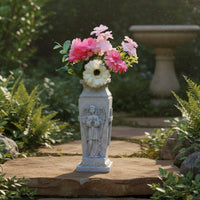Angel Cross Vase Outdoor Safe Grave Flower Insert Stone Look for Garden