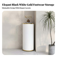 Cylindrical Shoe Rack Rotating Shoe Cabinet Vertical Shoe Storage Tower Spinning Shoe Tower Steel Construction Modern Minimalist Home Suitable for Entryway Hallway Apartment