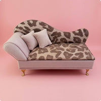 Miniature Leopard-Print Sofa Cushioned Jewelry Box Upholstered