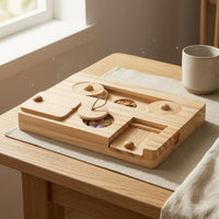 Small-Pet Foraging Tray Mental Wooden Puzzle Feeder Animal Gear for Tabletop