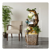 Indoor Waterfall Water Feature Built-in Humidifier Indoor Waterfall Feature LED Accent Lighting Peaceful Garden Floor Water Feature for Living Room