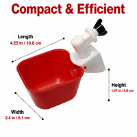 Automatic Chicken Water Dispenser, Pipe-Mount Poultry Watering Cups, Heavy-Duty 108mm Square for Duck, Goose, Quail