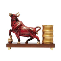bull Statue with Pen Holder Multifunctional bull Pen Holder Ornament for Students, Study