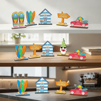 6 Pieces Beach Ornaments Coastal Table Centerpiece with Base Multicolor