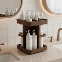Rotating Wooden Makeup Organizer Large Capacity Revolving Vanity Tray Nordic Design Household Storage for Dresser Top