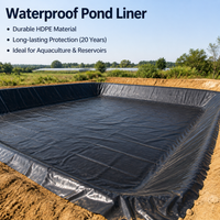 Black HDPE Pond Liner for Koi Pond, Garden Pond Liner for Outdoor Ponds, Waterproof Water Garden Liner, Flexible & Heavy Duty
