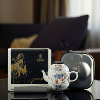 4 Pieces Portable Travel Tea Set Compact Teapot with 2 Cups Set for Travelers