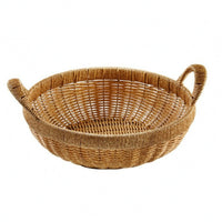 Woven Basket Handwoven Look Handled Storage Basket Shallow for Household Use