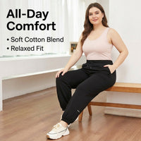 Joggers for Women UK with High Waist and Drawstring, Cuffed Tracksuit Bottoms in Polyester Blend, Baggy Fit Ladies for Sports and Work