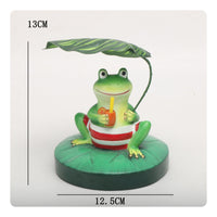 Frog Statue with Canopy Waterproof Floating Frog Figurine Weather-Resistant