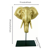 Elephant Head on Stand Gold Elephant Head Figurine Sculptural for Living Room