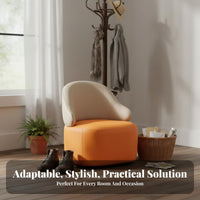 Upholstered Round Pouf Soft Padded Seat Low Stool Multi-Purpose for Children