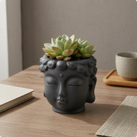 Buddha Head Plant Pot Closed Eyes Buddha-Head Planter Textured Hair