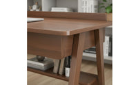 Solid Wood Legs Nordic Design Writing Desk Rounded Corner Design Student Desk with Bag Hook Minimalist Computer Table with Storage for Students, Bedroom, Study Room