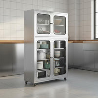 Stainless Steel Storage Cabinet Rust-Resistant Freestanding Pantry with Doors Large Capacity Freestanding Pantry Cabinet for Cooking Enthusiasts