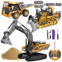 1:24 Alloy Engineering Vehicle Remote Control Excavator Bulldozer Dump Truck Children's Electric Toy