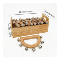 Wooden Hand Bell with Box Comfortable Grip Sleigh Bells Easy to Learn Instrument for Students, Classroom, Kindergarten, Music Therapy