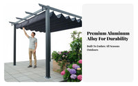 Freestanding Yard Awning Outdoor Structure Garden Gazebo Sun Shade Canopy Adjustable Retractable Shelter Water Resistant for Family Gatherings Parties Backyard Relaxation